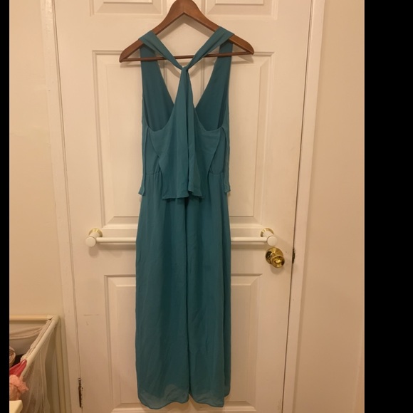 100% Silk Babaton midi/maxi dress in teal/ dark sea foam - Picture 4 of 7